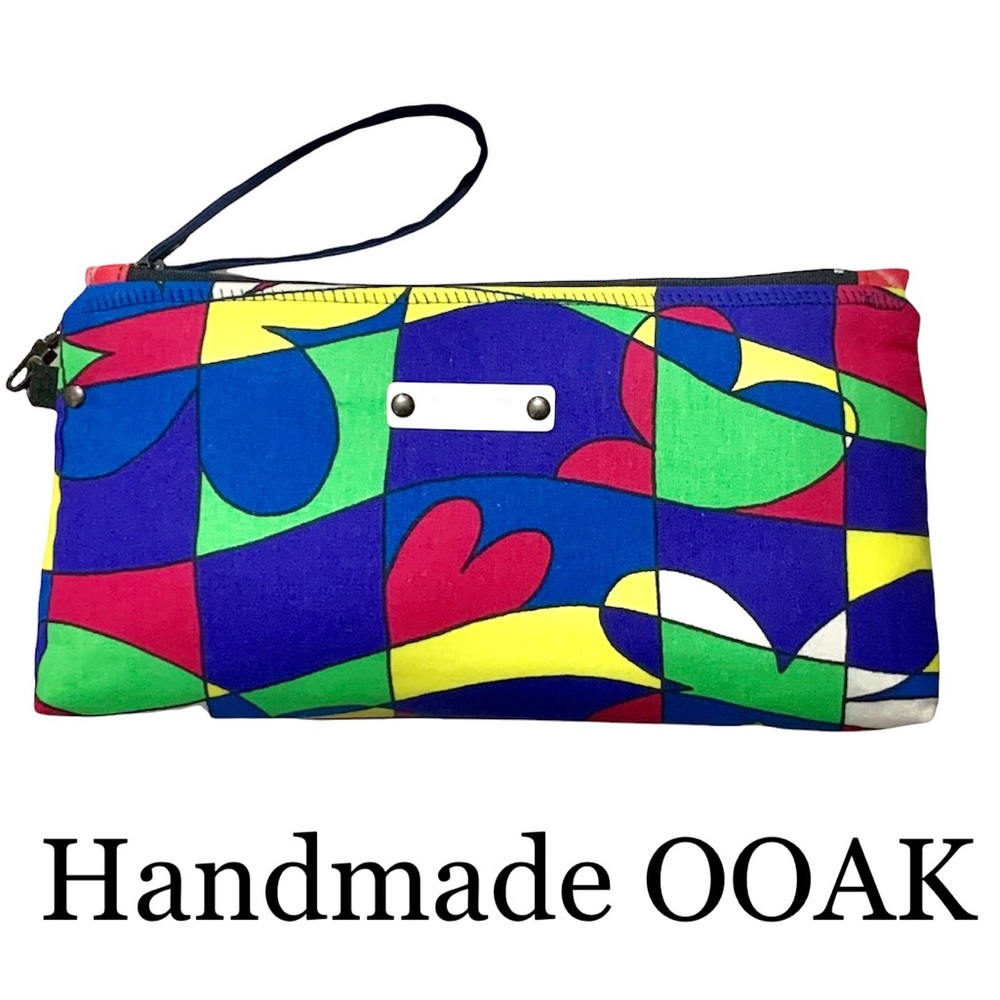 HAND CRAFTED ⭐️HP! OOAK Geometric Abstract Print Clutch/Wristlet Graphic Lining